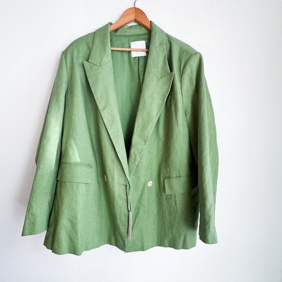 MNG Mango Linen Green Classic Blazer 3XL NWT - Picture 6 of 7